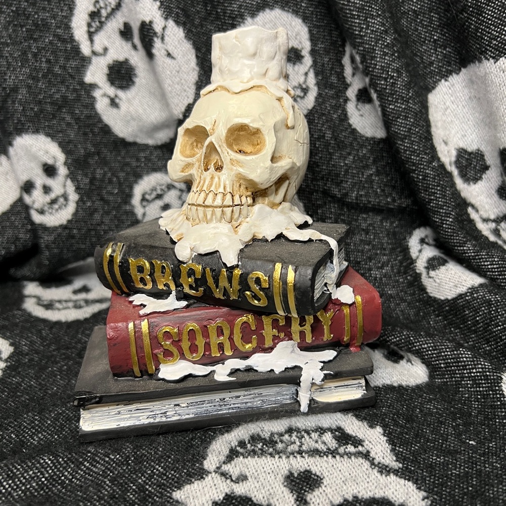 Halloween Skull Candle Witch Book Decor
